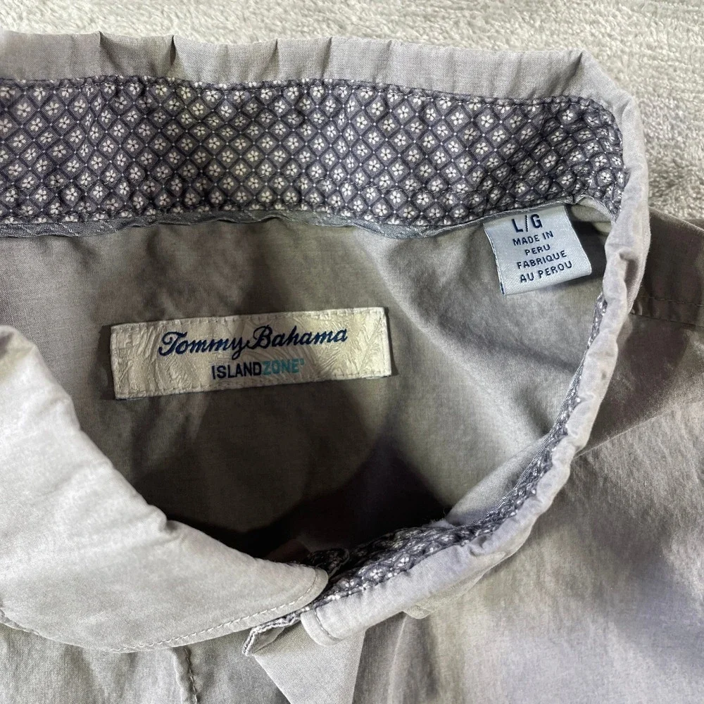 Tommy Bahama Shirt IslandZone Mens Large Gray Beach Resort Casual Vacation - Picture 2 of 10